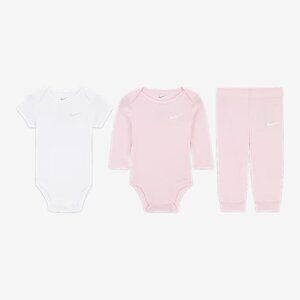 Nike Essentials Baby 3-Piece Bodysuit Set Pink/White Size 6 Months